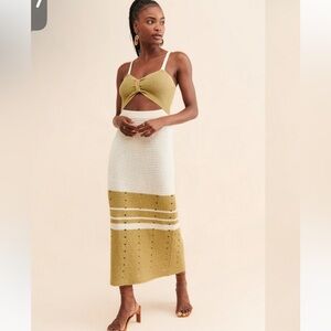 OhSevenDays Crochet Cutout Midi Dress